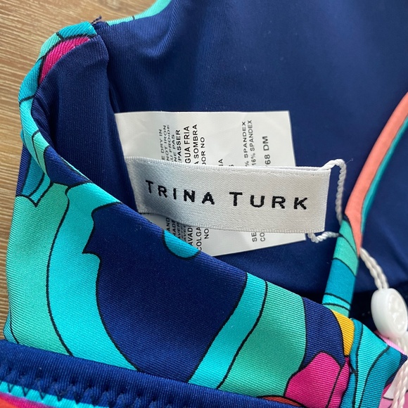 NWT Trina Turk Navy Floral Bikini Top Sz 8 - Picture 11 of 12